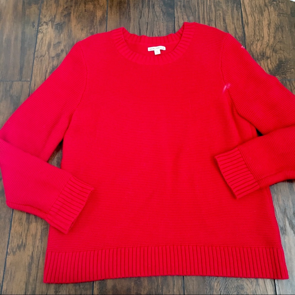 J Crew | Red Thick Wool Blend Ribbed Sweater L - Picture 5 of 8
